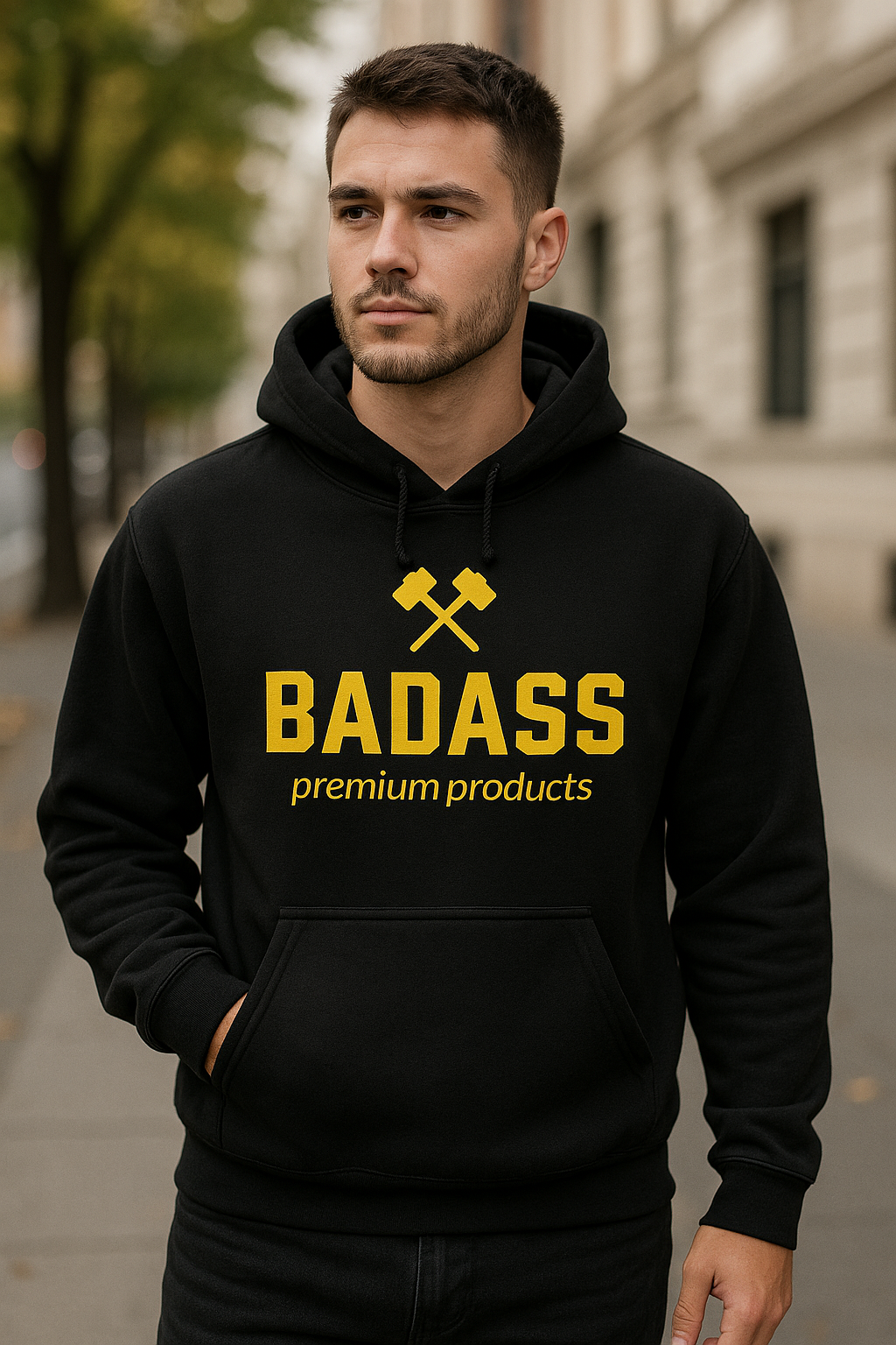 BADASS Hoodie — Black/Gold