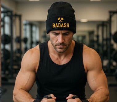 BADASS Beanie — Black/Gold