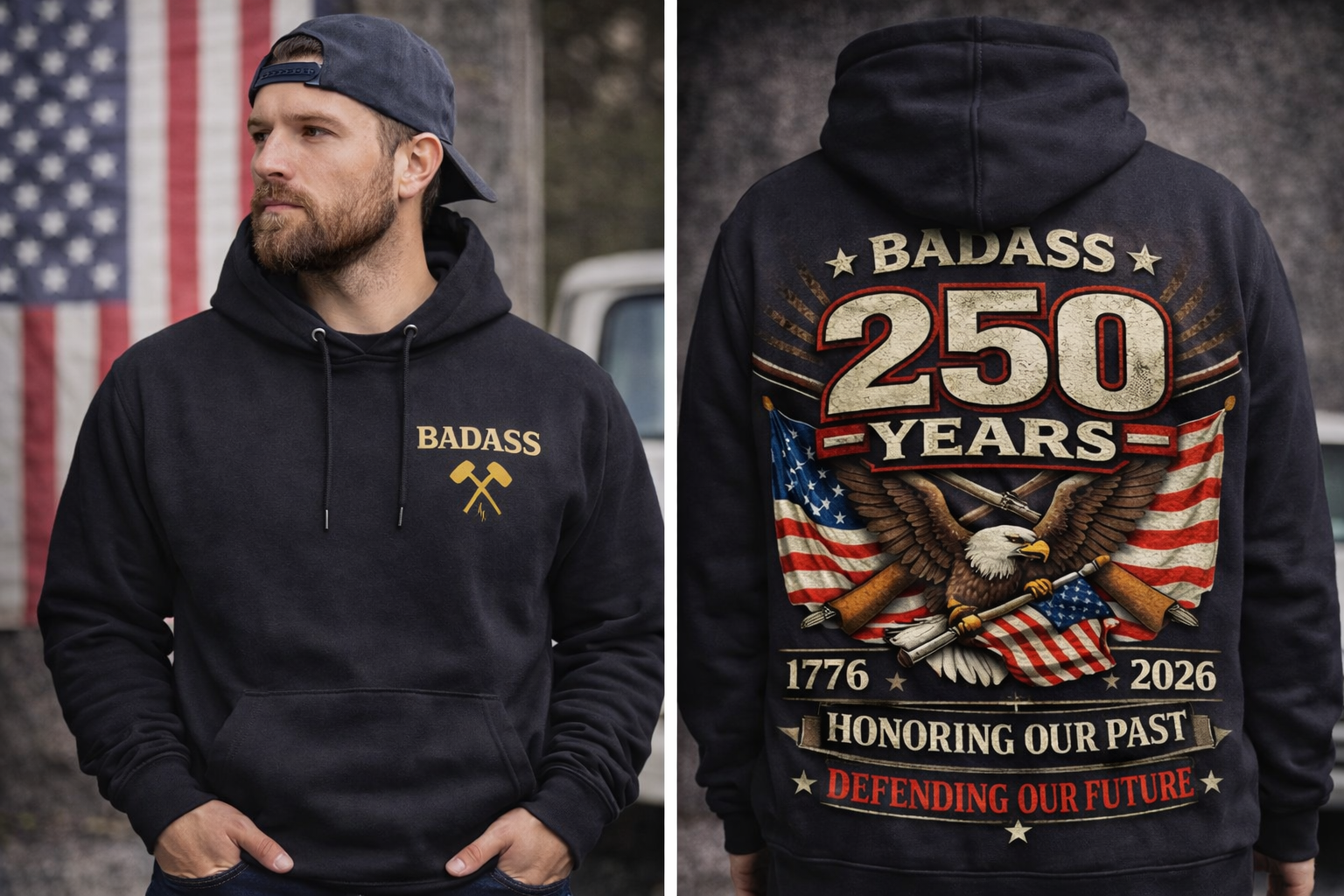BADASS Hoodie — Black/Gold