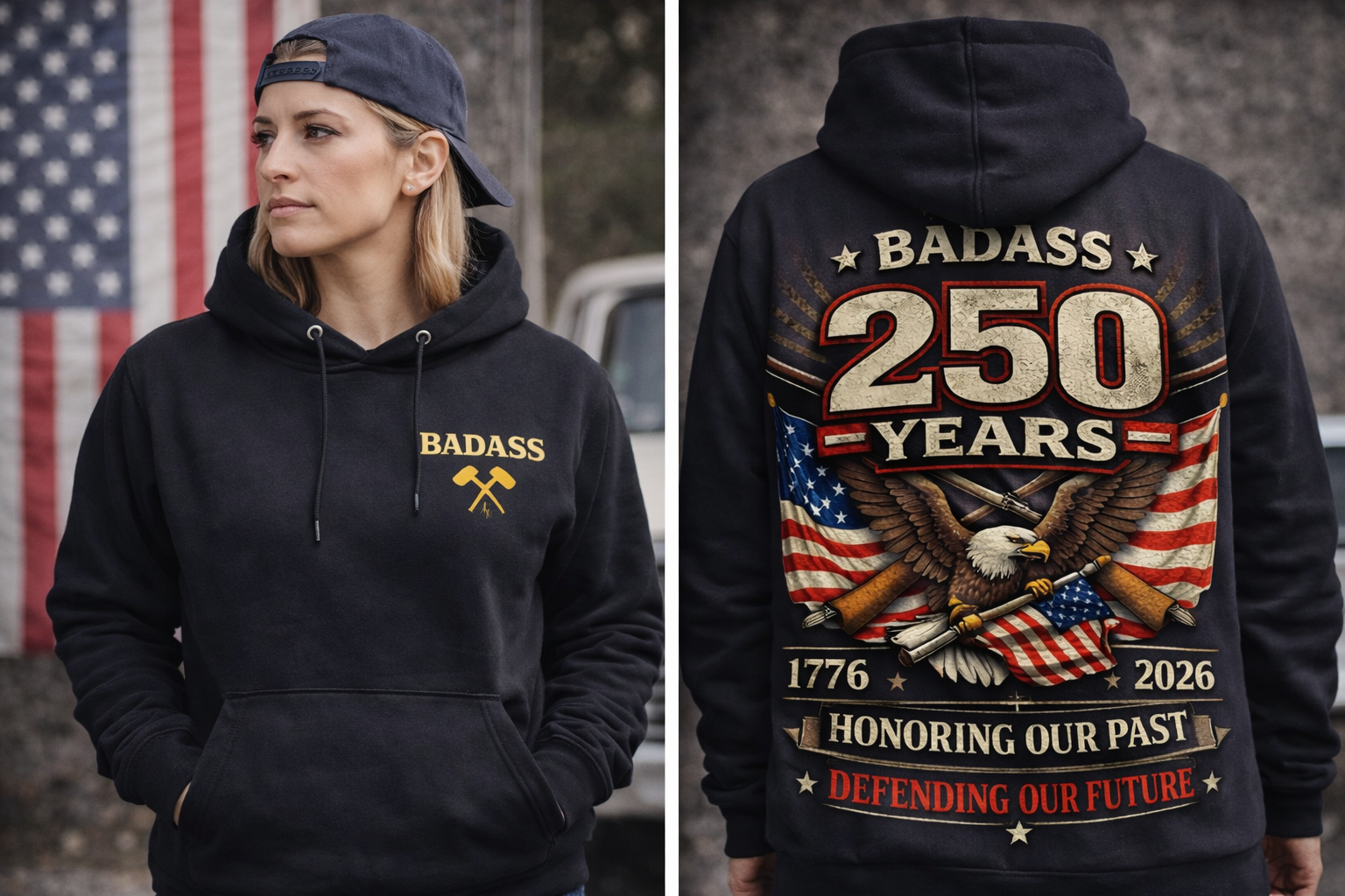BADASS Hoodie — Black/Gold