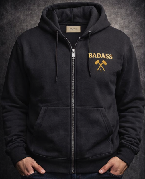 BADASS Hoodie — Black/Gold